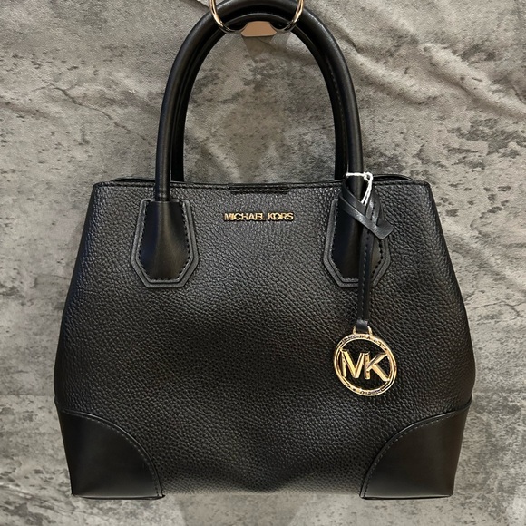 Michael Kors Black Pebbled Leather Satchel - Picture 1 of 8
